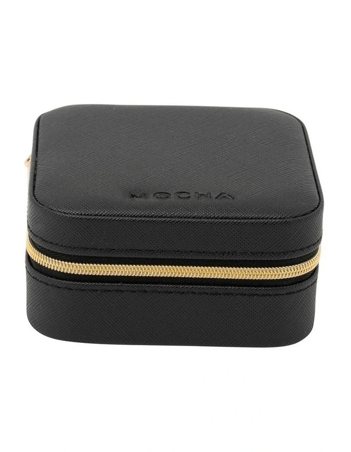 Square Zipper Jewellery Case in Black