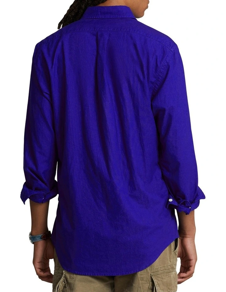Classic Fit Garment-Dyed Oxford Shirt in Blue
