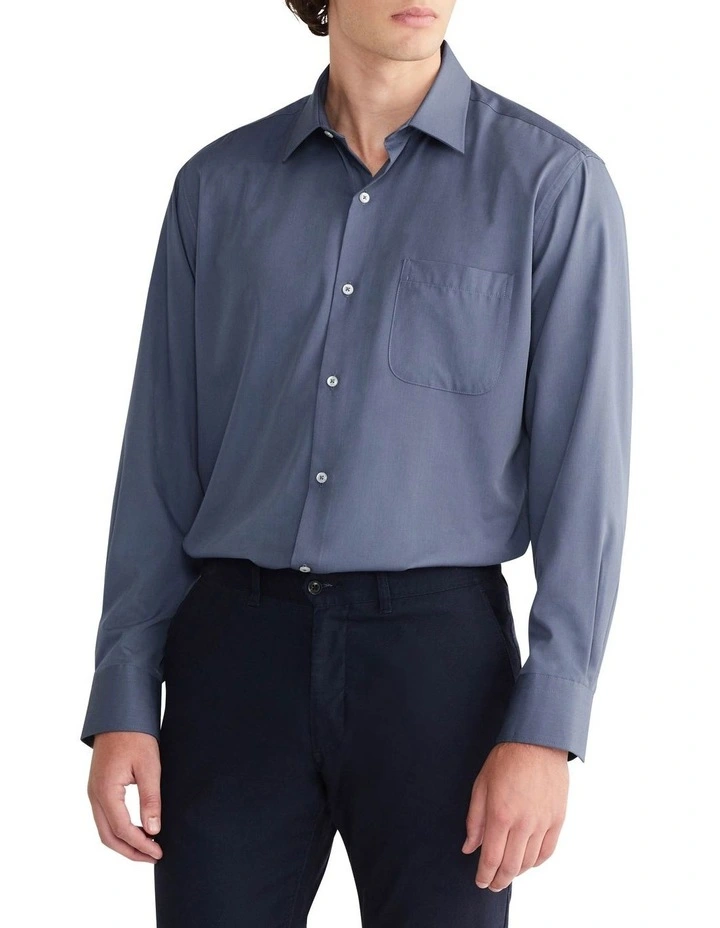 Classic Long Sleeve Shirt in Plain Blue