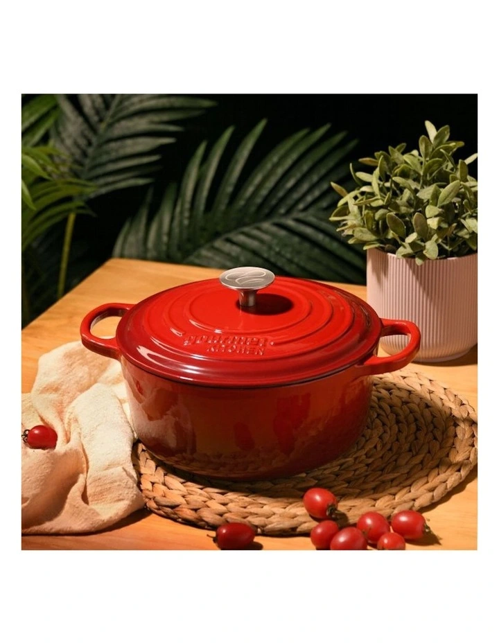 Cast Iron Casserole 28cm in Cherry Red