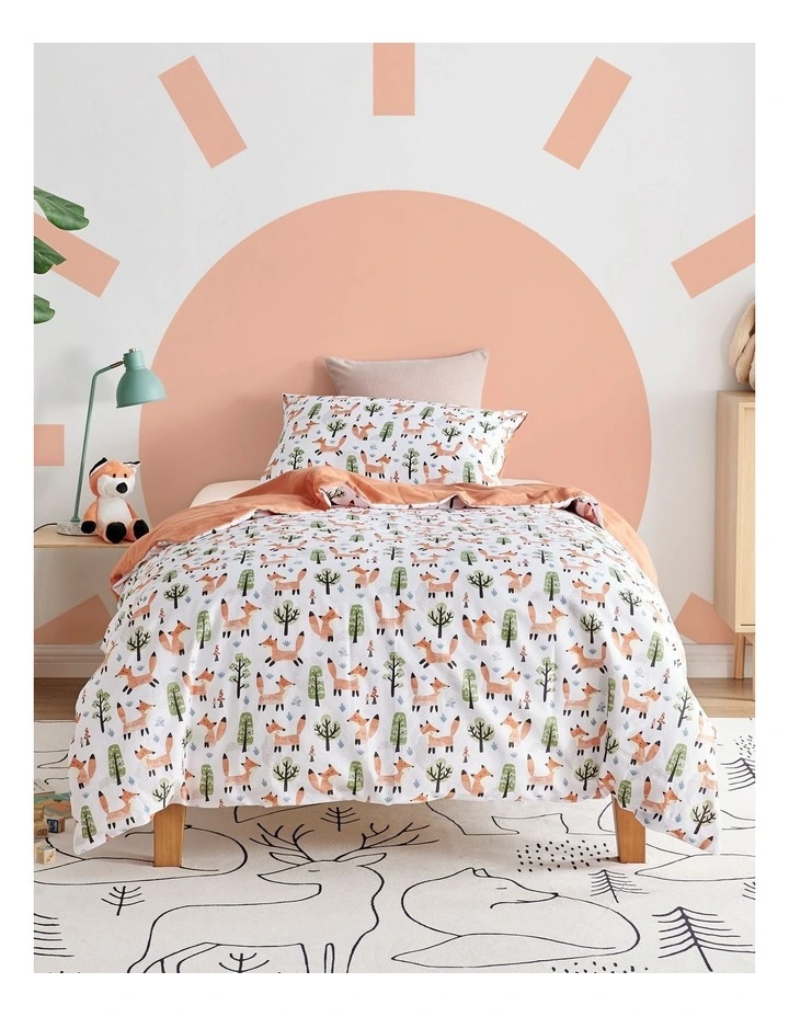 Shy Fox Quilt Cover Set in White
