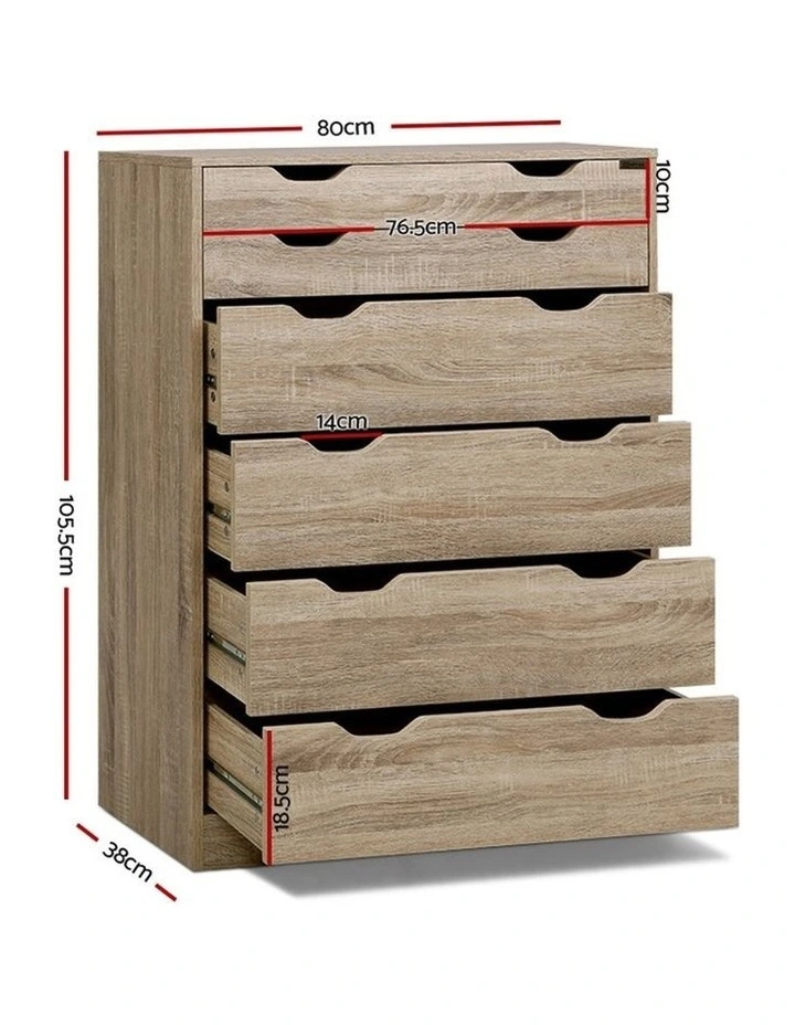 6 Chest of Drawers Tallboy Dresser Table Storage Cabinet Oak Bedroom