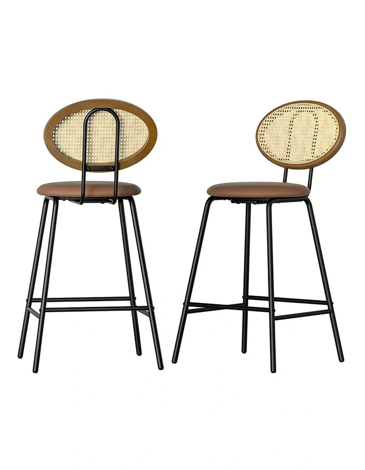 PU Leather Bar Stools x2 in Brown