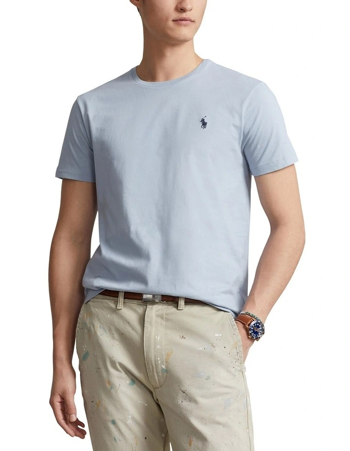 Custom Slim Fit Jersey Crewneck T-shirt in Blue
