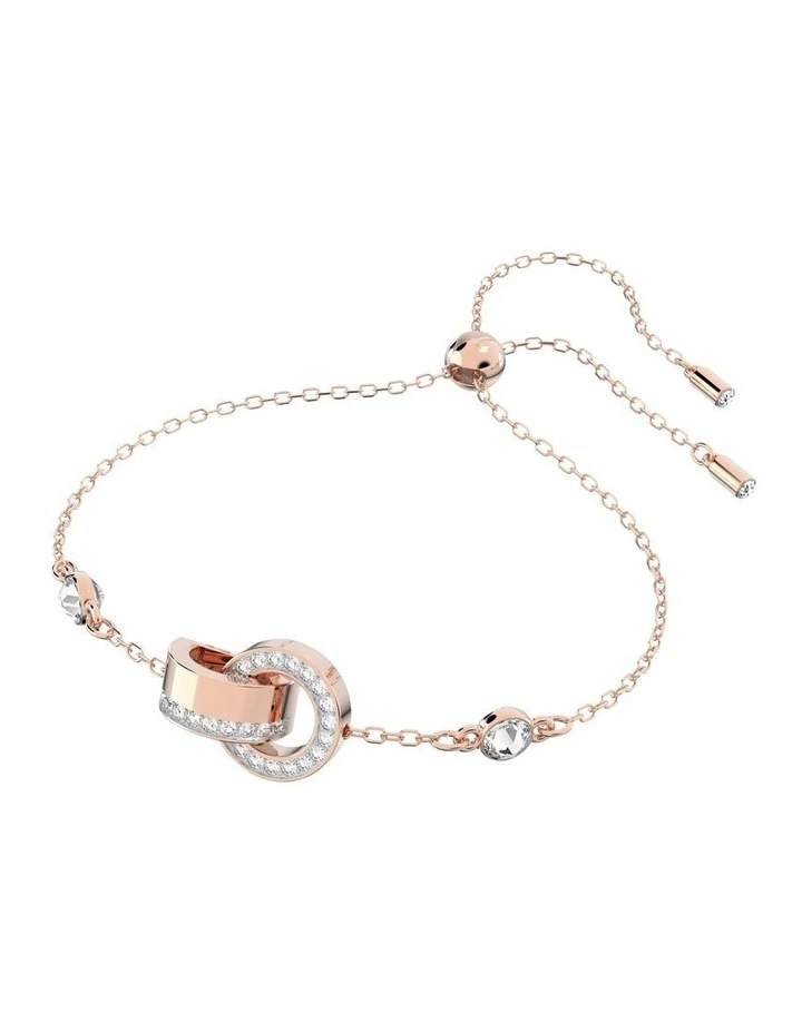 Hollow Bracelet Interlocking Loop Rose Gold-Tone Plated in White