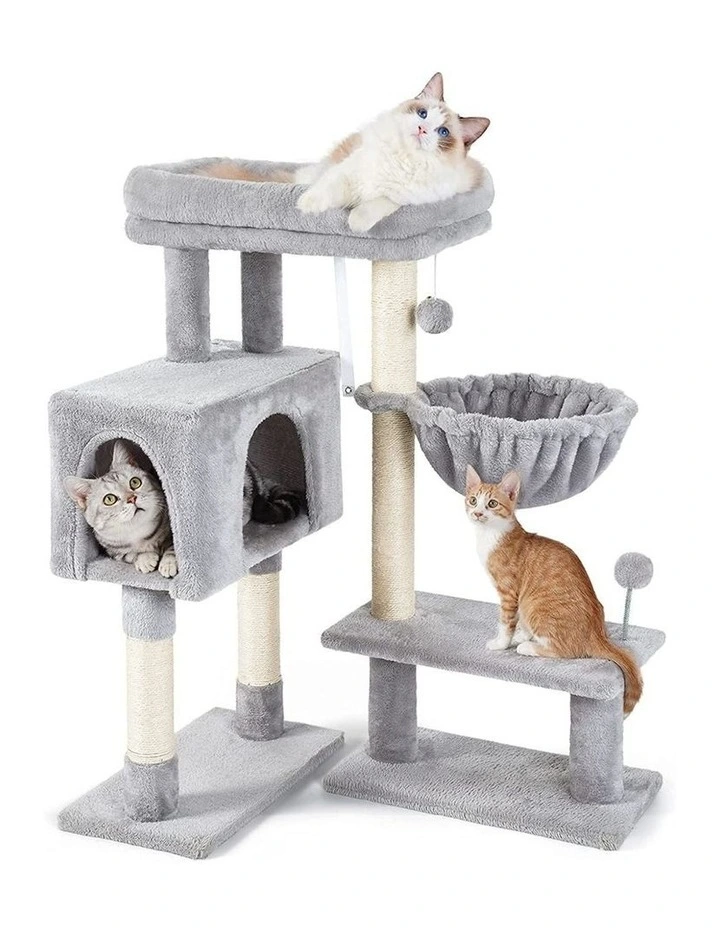 Adjustable Base Cat Tree 97cm in Light Grey