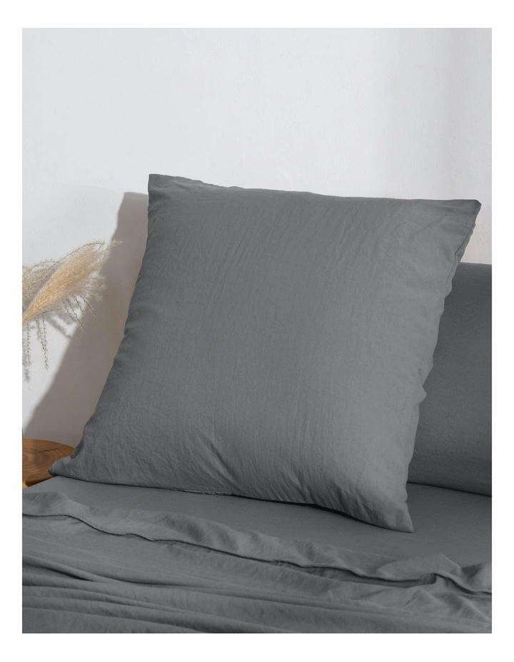 Superfine Washed Microfibre European Pillowcase in Charcoal