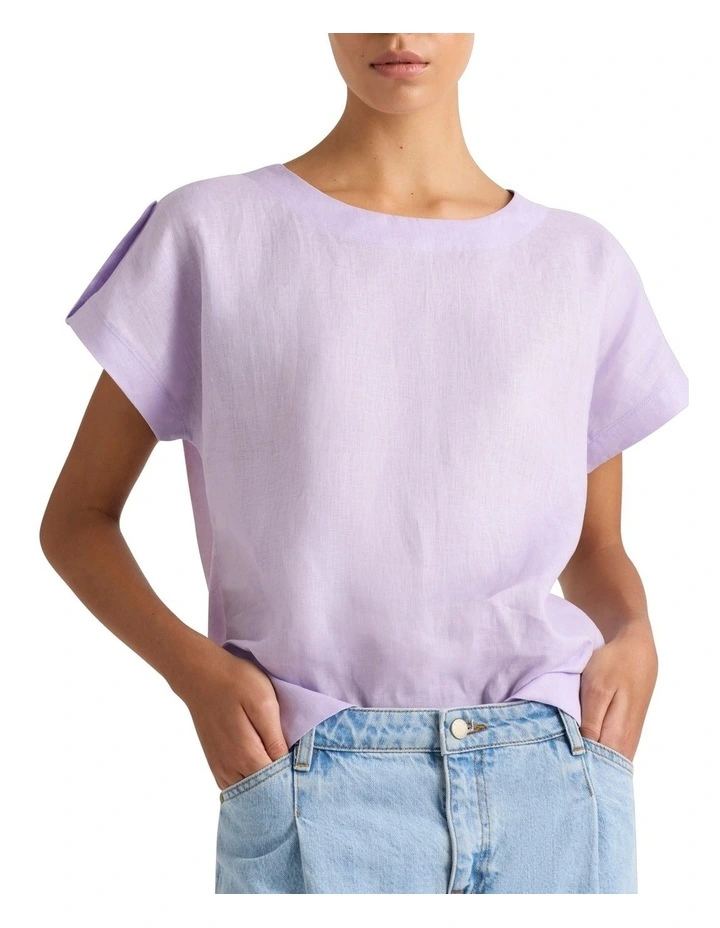 Melinda Linen Mix Tee in Wisteria