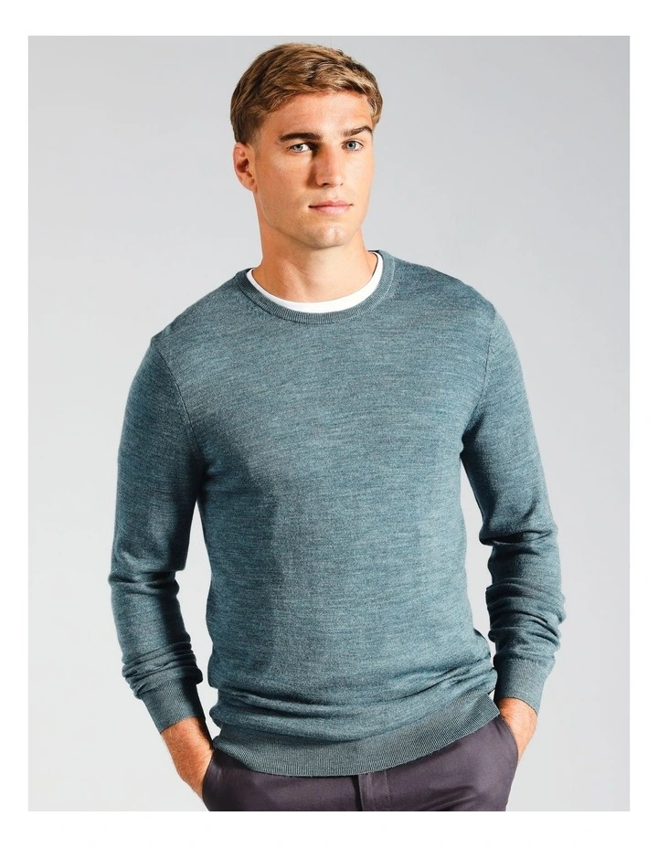 Australian Merino Crew Neck Knit in Blue