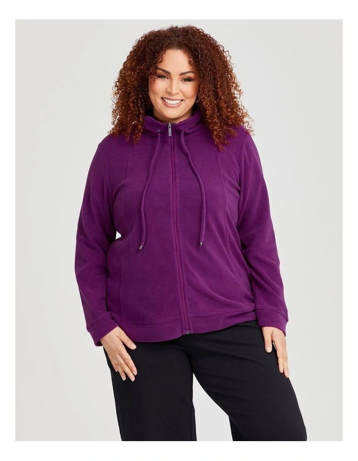 Polar Fleece Zip Front Jacket in Plum