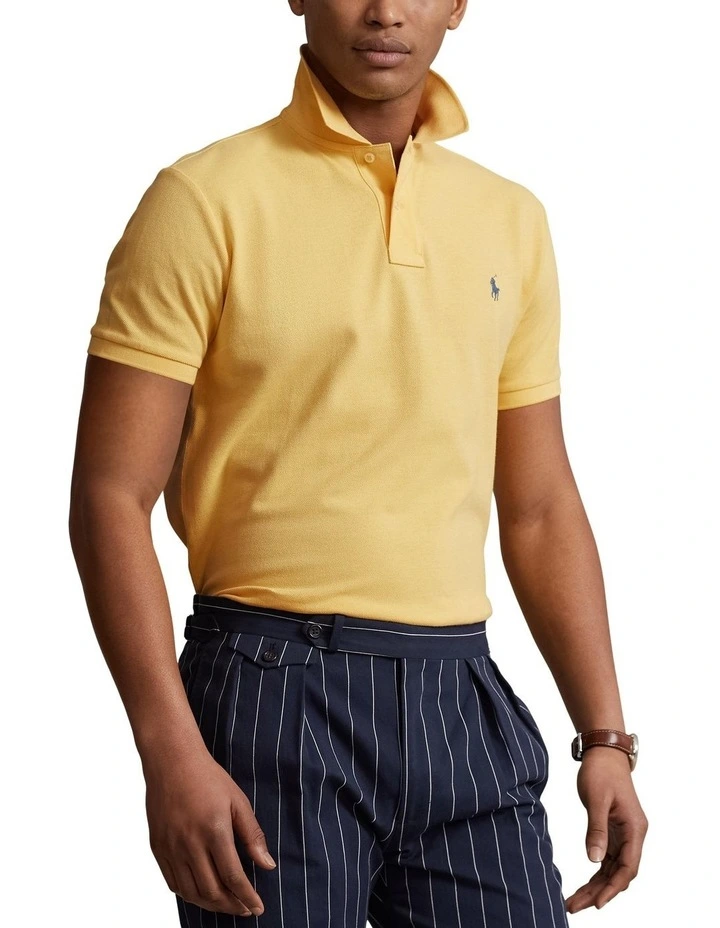 Custom Slim Fit Mesh Polo in Yellow