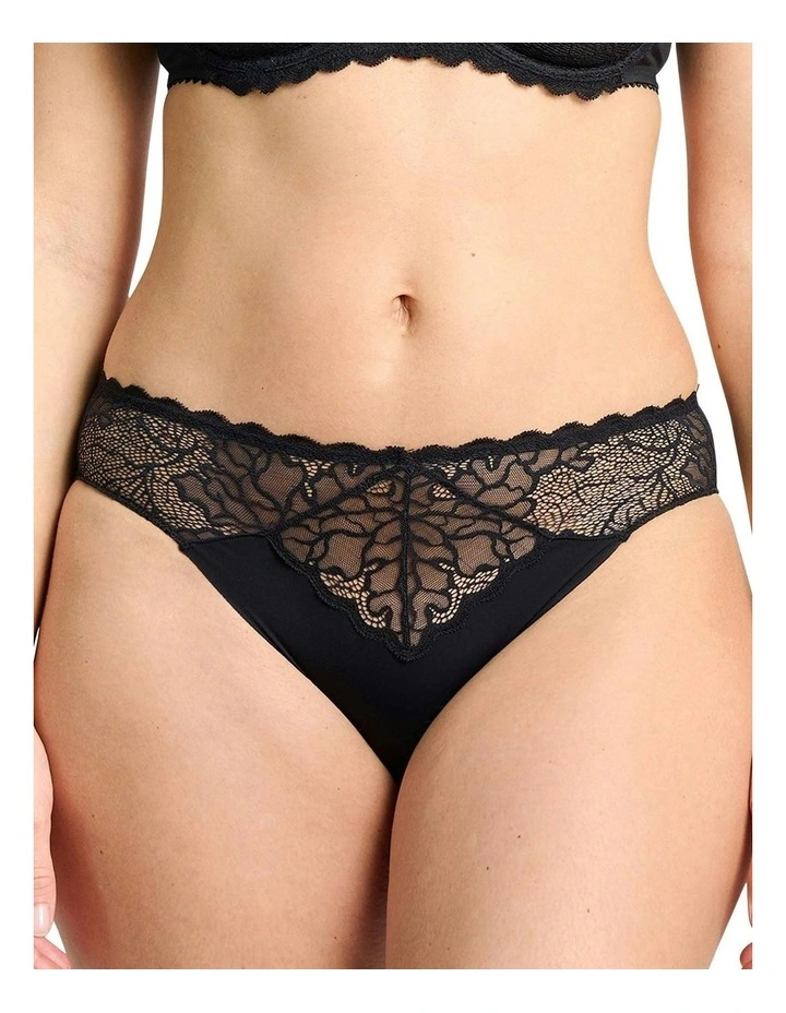 Oceane Sustainable Microfibre and Lace Brief in Black