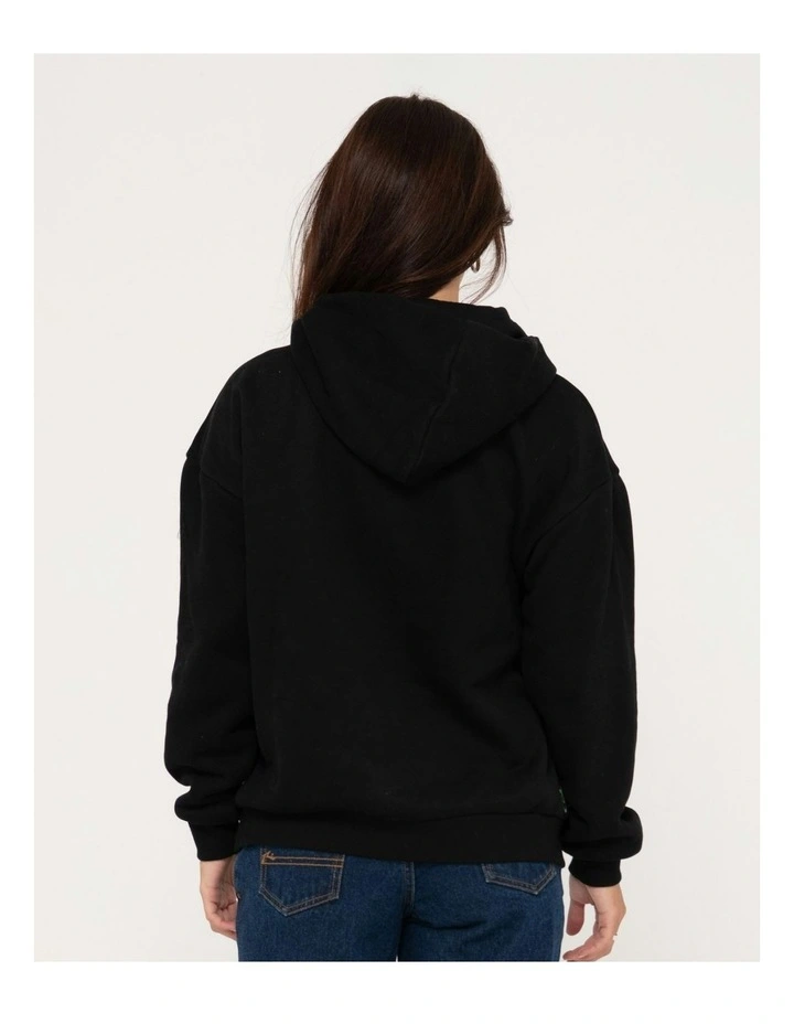 Norty Oversize Pocket Hooded Fleece in Black