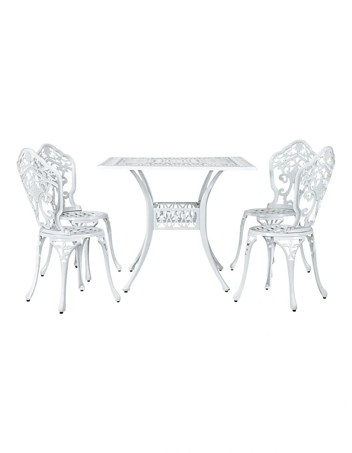 Outdoor Dining Set 5 Piece in White