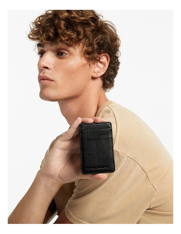 Flip Leather Wallet in Black