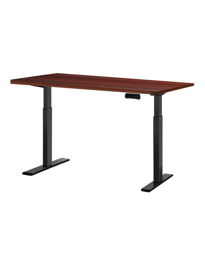 Sit Stand Desk Motorised in Black/Walnut