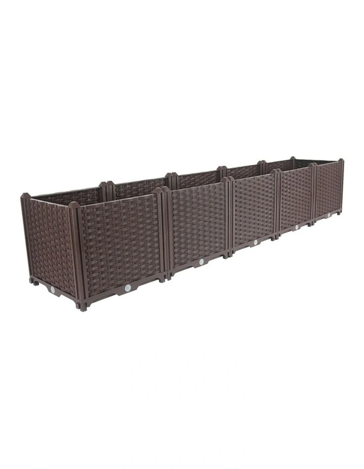 Raised Plastic Planter Box 200 cm in Dark Brown