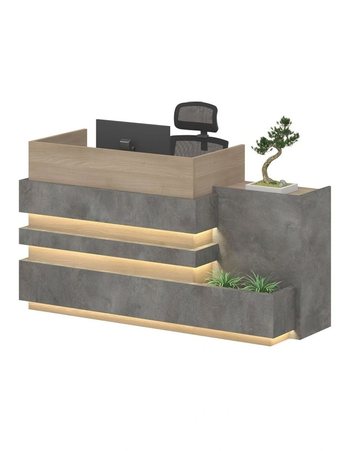 Keran Reception Desk 1.8M Right Panel Acacia & Carbon Grey Colour
