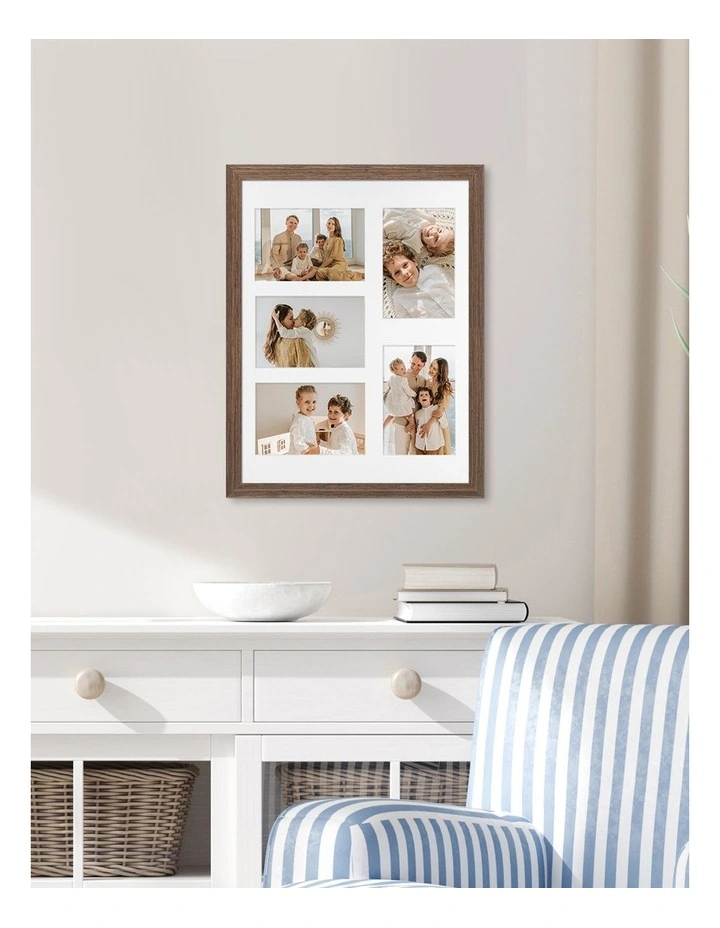 Australia Made Timber Collage Photo Frame 12x16/4x6 (5) in Chestnut