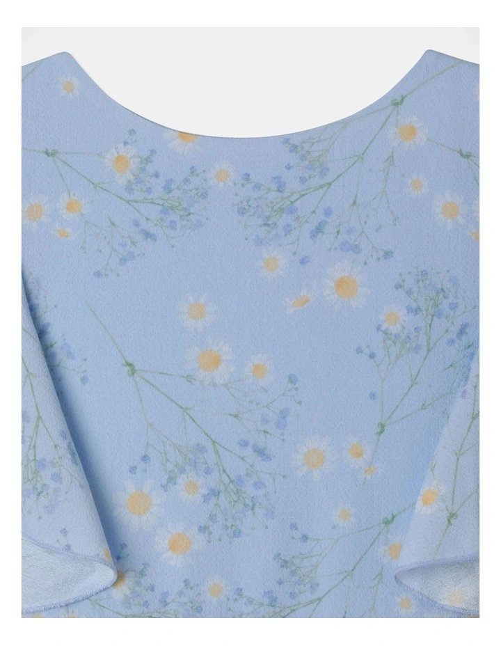 Woven Tiered Frill Dress In Light Blue