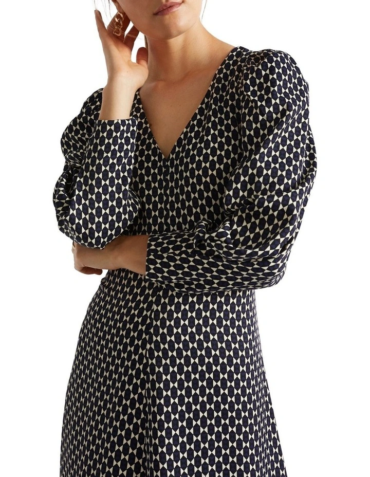 Diamond Geo Midi Dress in Blue Multi