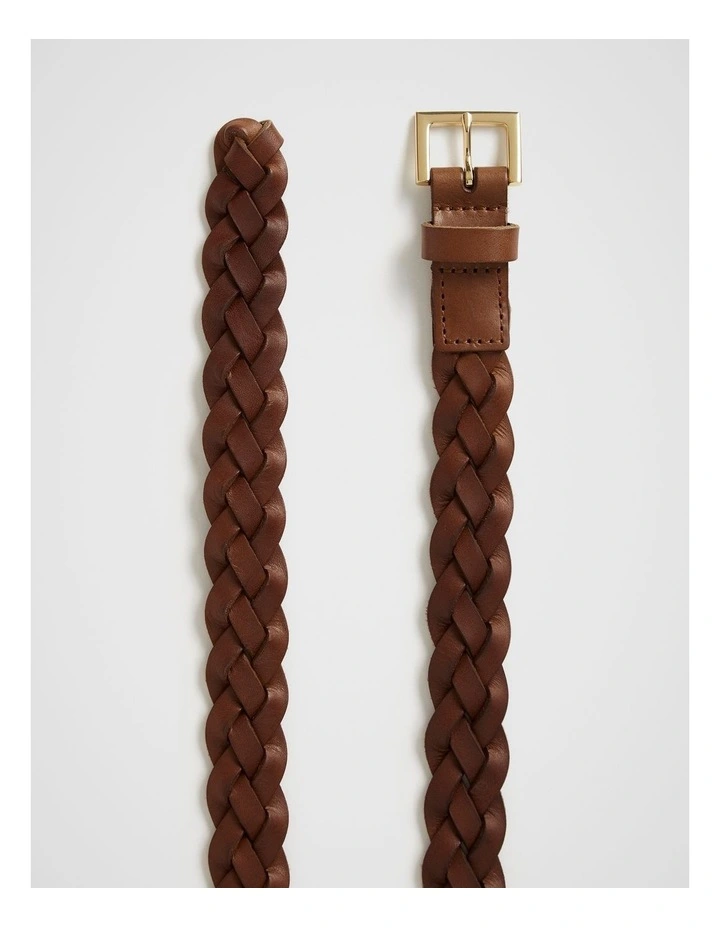 Beck Narrow Woven Belt in Tan