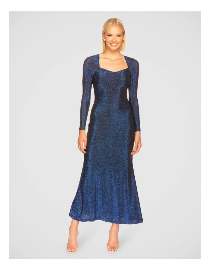 Eve Long Sleeve Maxi Dress in Blue