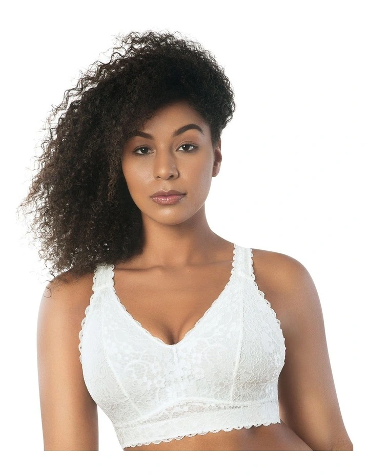 Adriana Wirefree Full Bust Lace Bralette in Pearl White