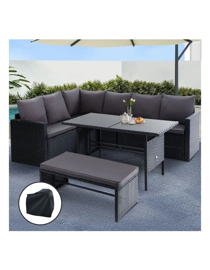 Outdoor Sofa Dining Set in Black