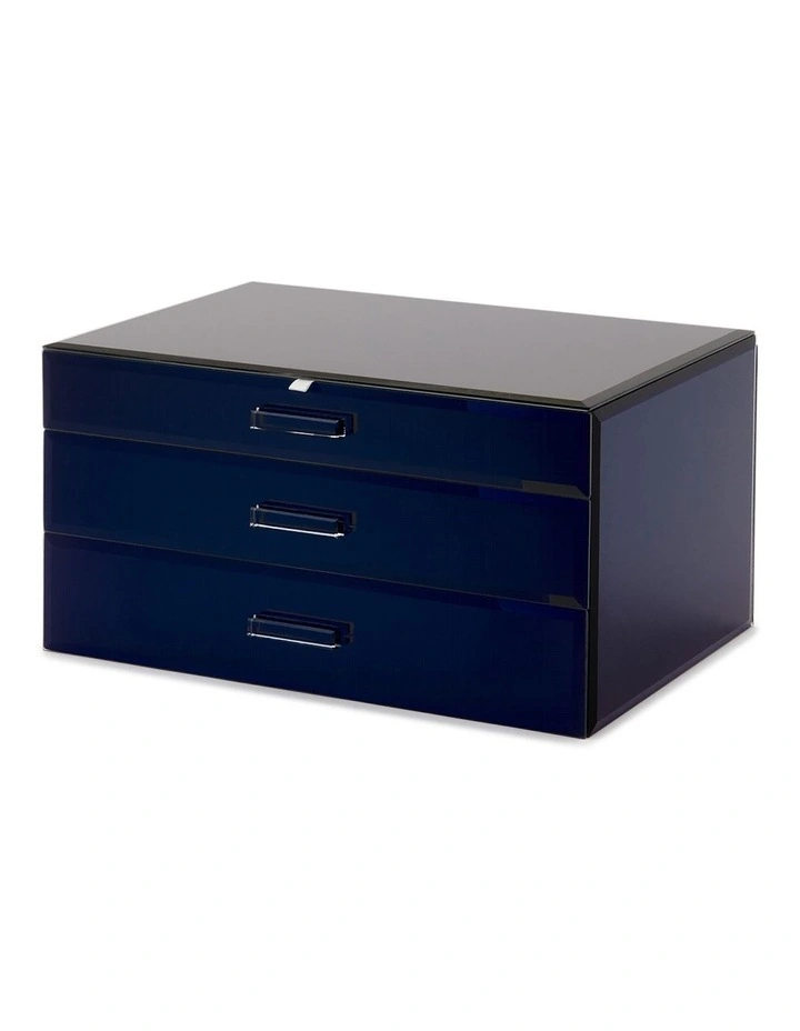 Gabriella Mirrored Jewelry Box XL in Navy