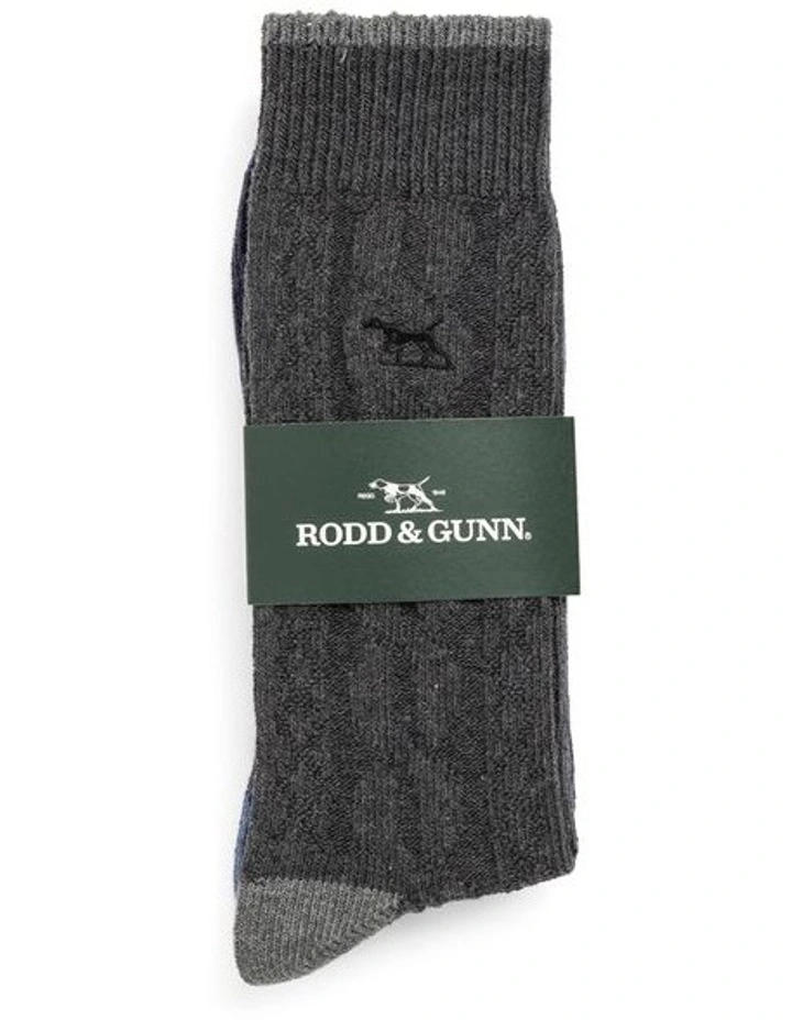 Dunedin Cable Socks 2 Pack in Charcoal/Denim