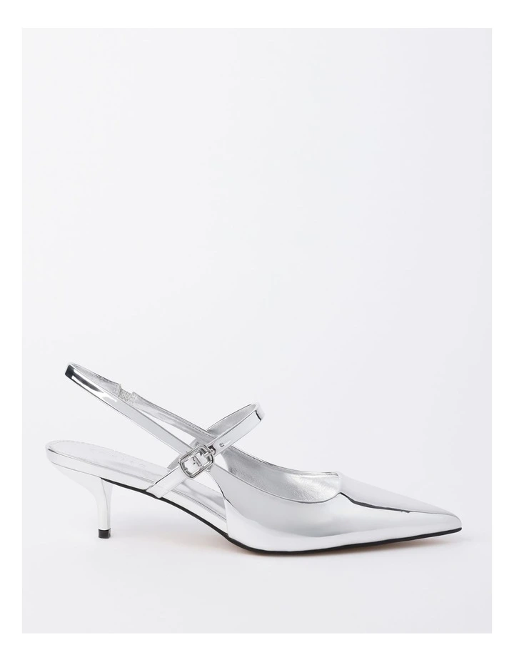 Tyra Heeled Shoe in Silver Mirror