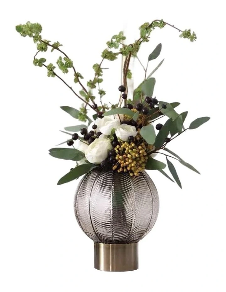 Brown/Green Ball Vase Artificial Flower Arrangement
