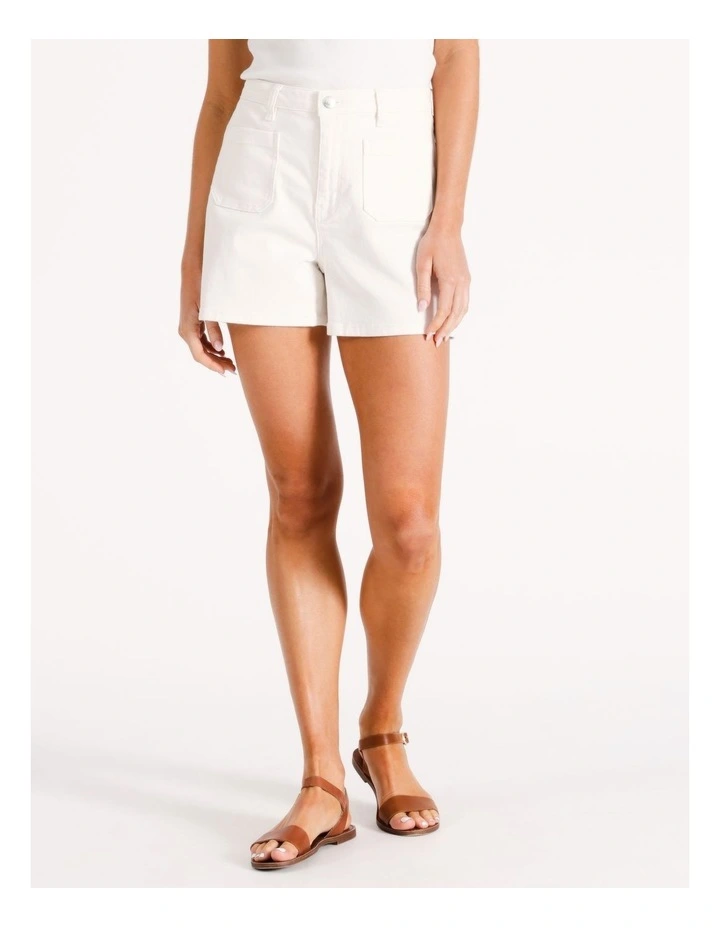 Recycled Blend Patch Pocket Denim Short in Ivory