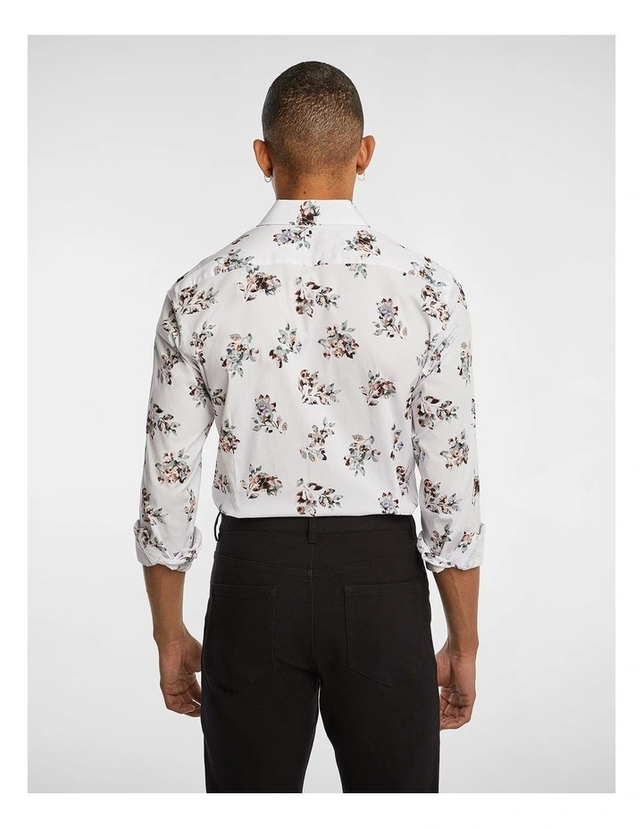 Ernie Floral Slim Shirt in White