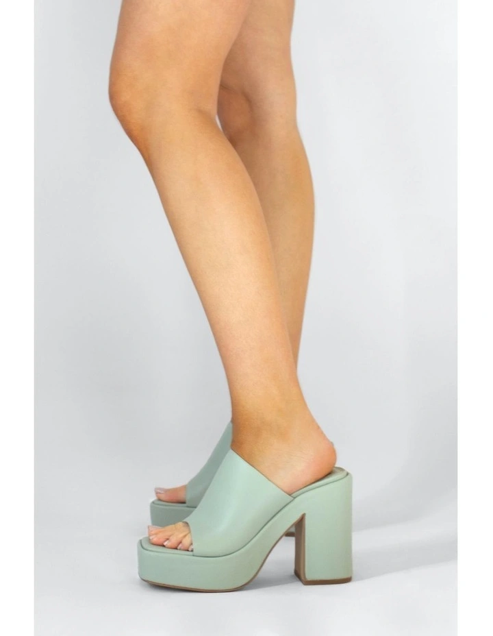 Yael Heeled Mules in Green