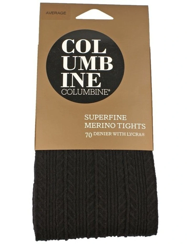 Superfine 70D Merino Cable Rib Tights in Black