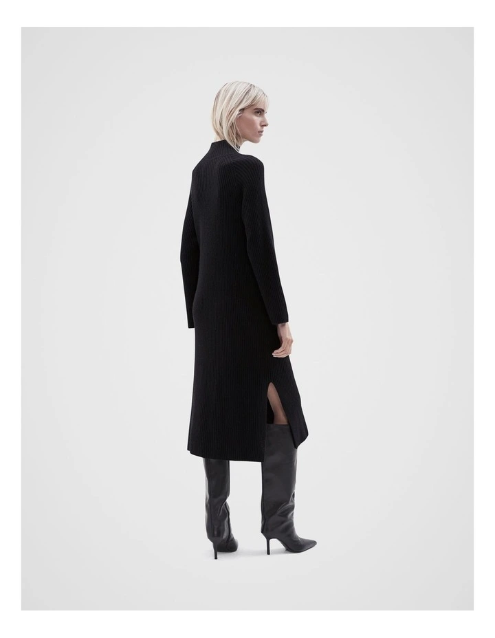 Knitted High Neck Dress in Black