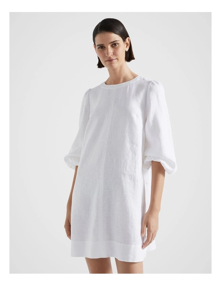 Core Linen Mini Dress in Whisper White