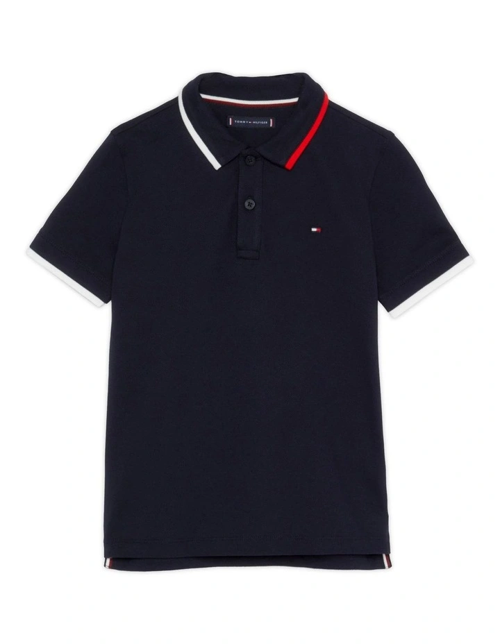 Boys 8-16 Tipped Collar Regular Fit Polo in Blue