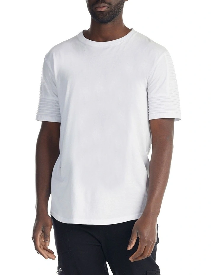Maverick Pin Tuck Sleeve T-Shirt in White
