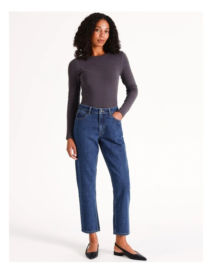 Organic Blend Mom Jean in Dark Denim