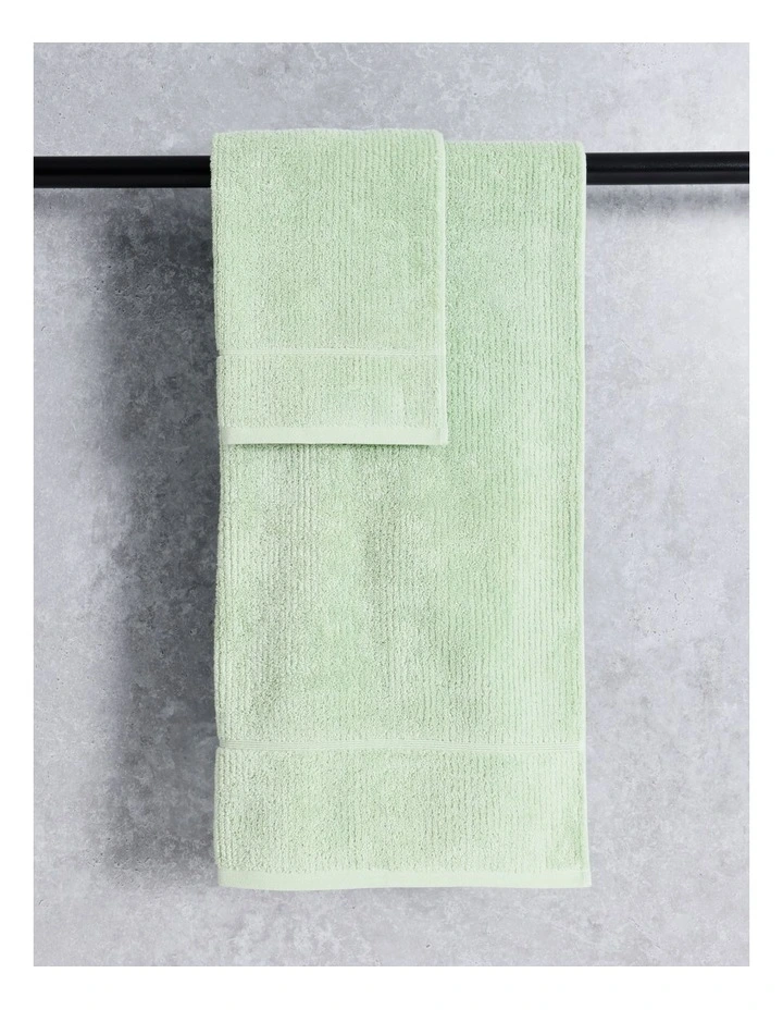 Combed Cotton Ribbed Towel Range in Sage