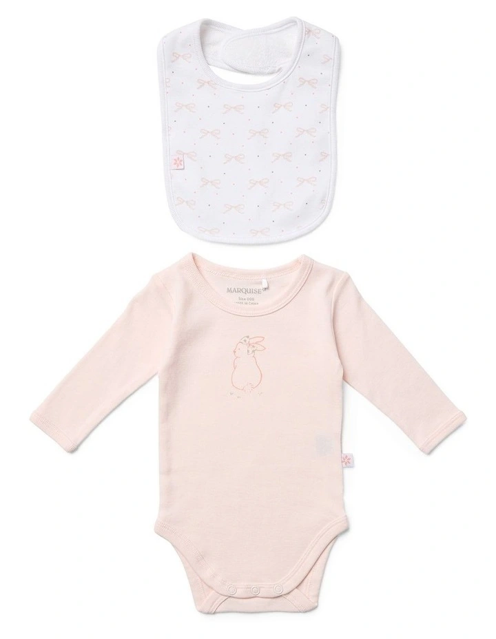 Bunny Bodyspencer and Bib 2 Piece Set in Bow Yardage/Bunny Pl
