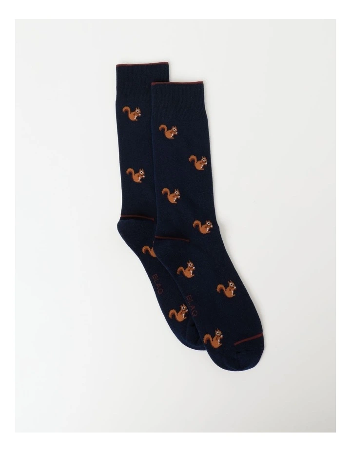 Squirrel Socks in French Navy
