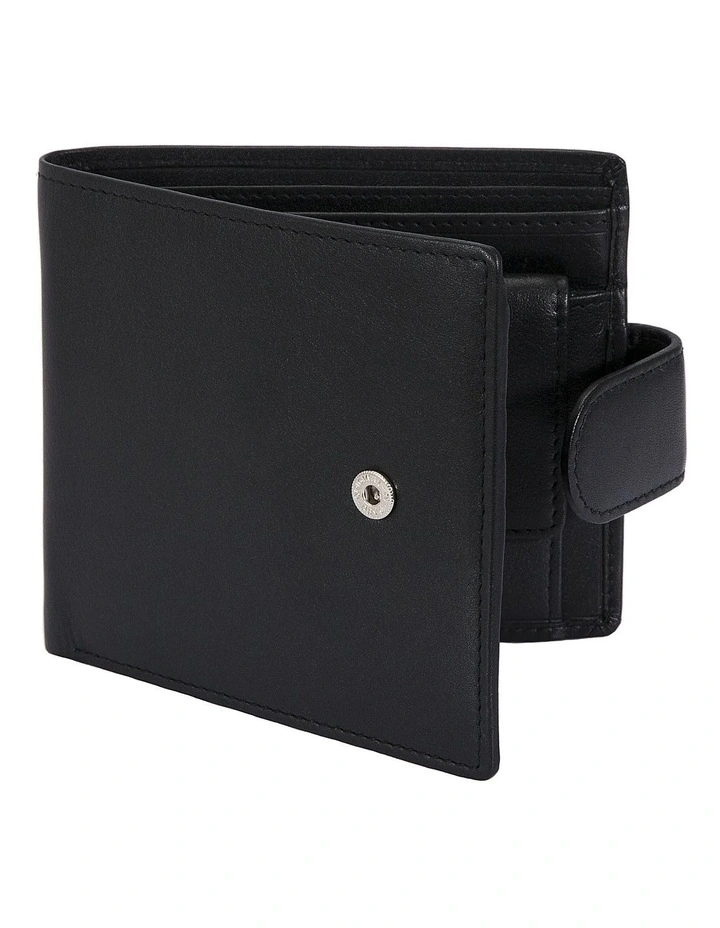 RFID Nappa Leather Coin Bifold Wallet in Black
