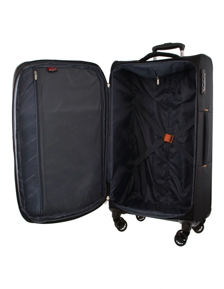 Vivant 78cm Large Soft Shell Suitcase in Black