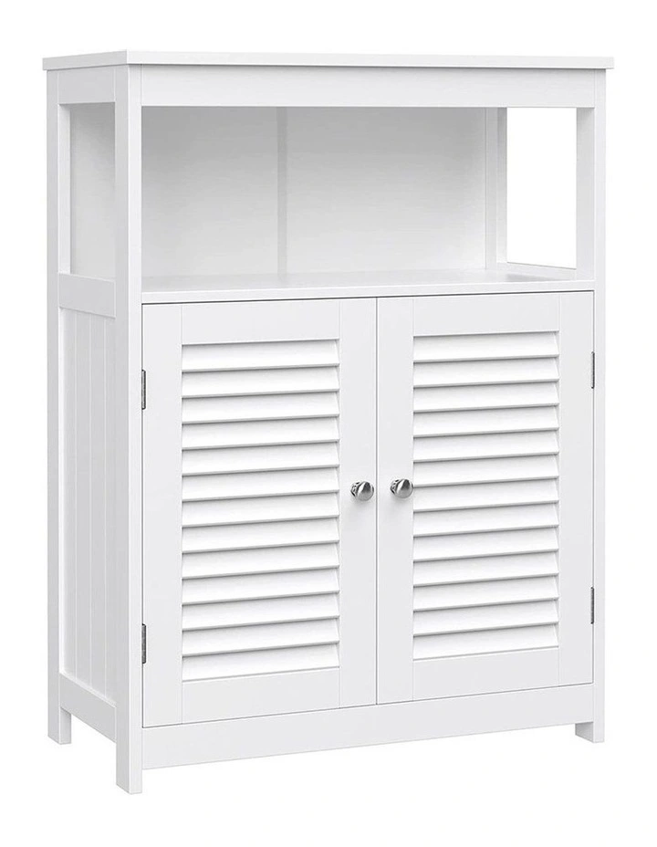 Floor Cabinet with Shelf and 2 Doors in White