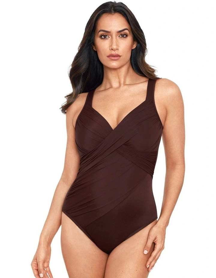 Rock Solid Revele Crossover Shaping Swimsuit in Sumatra Brown