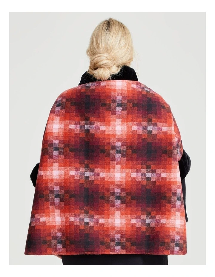 Fur Trim Cape in Multicolor